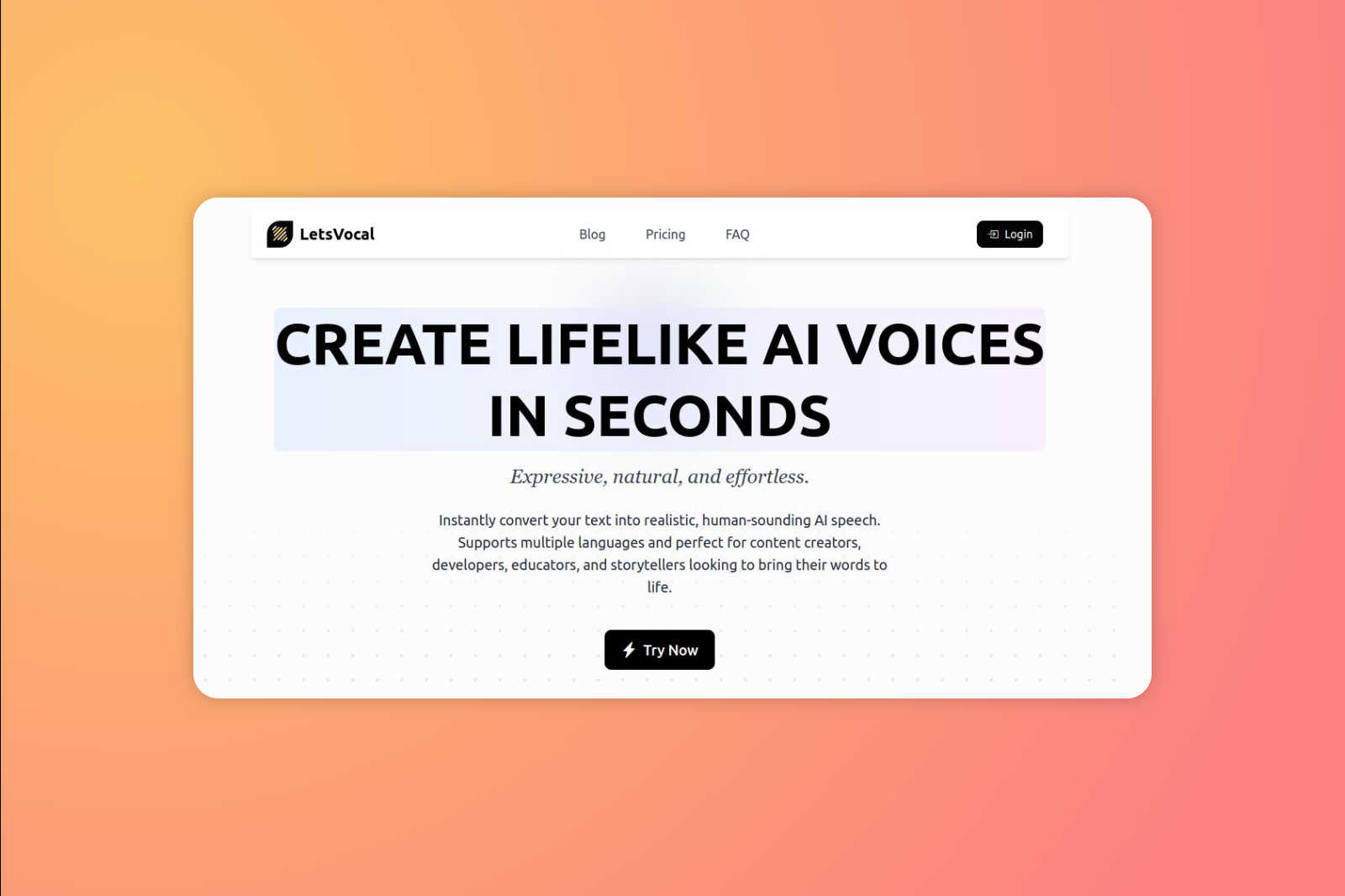Lets Vocal application interface and features