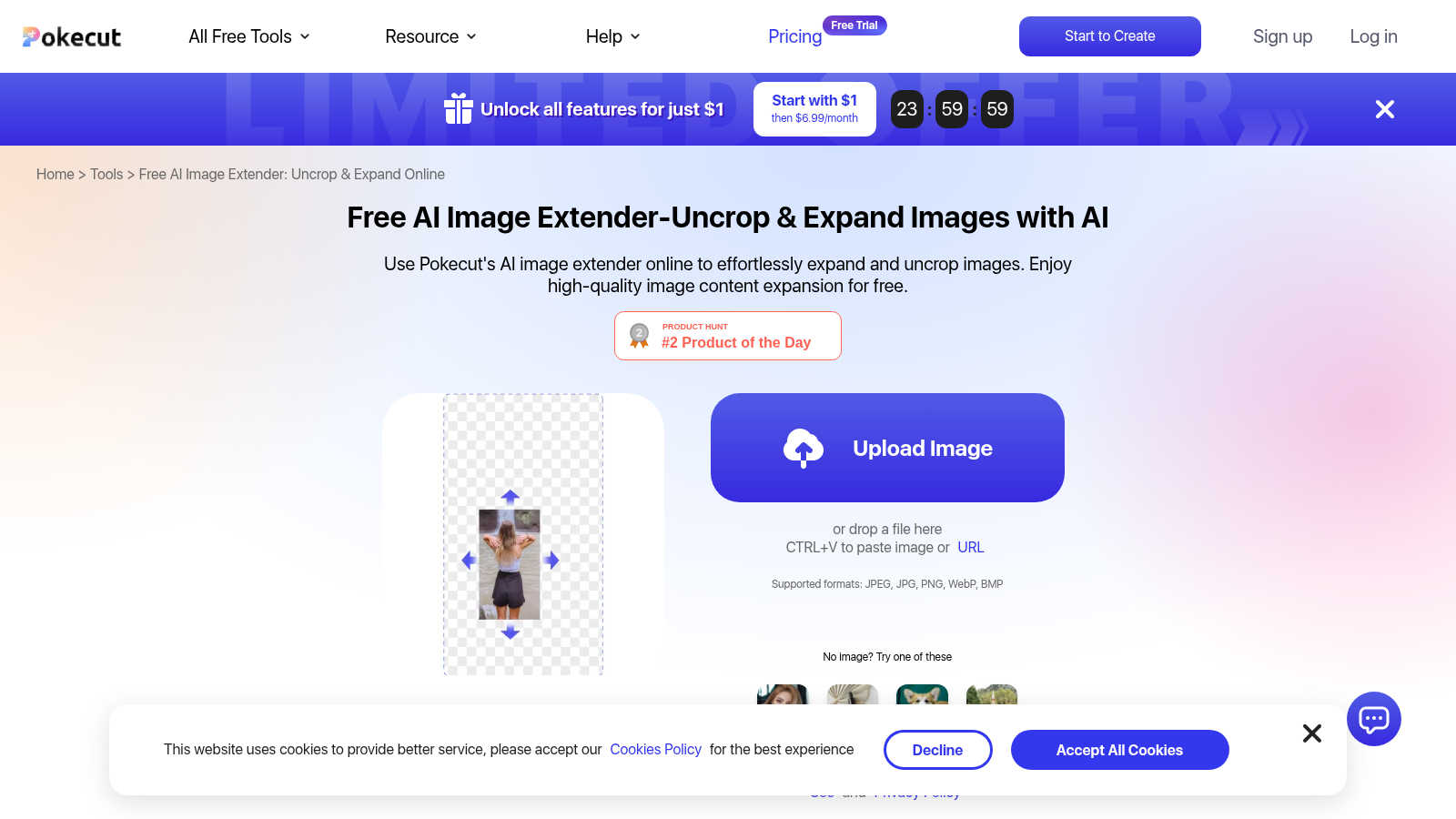 Pokecut application interface and features