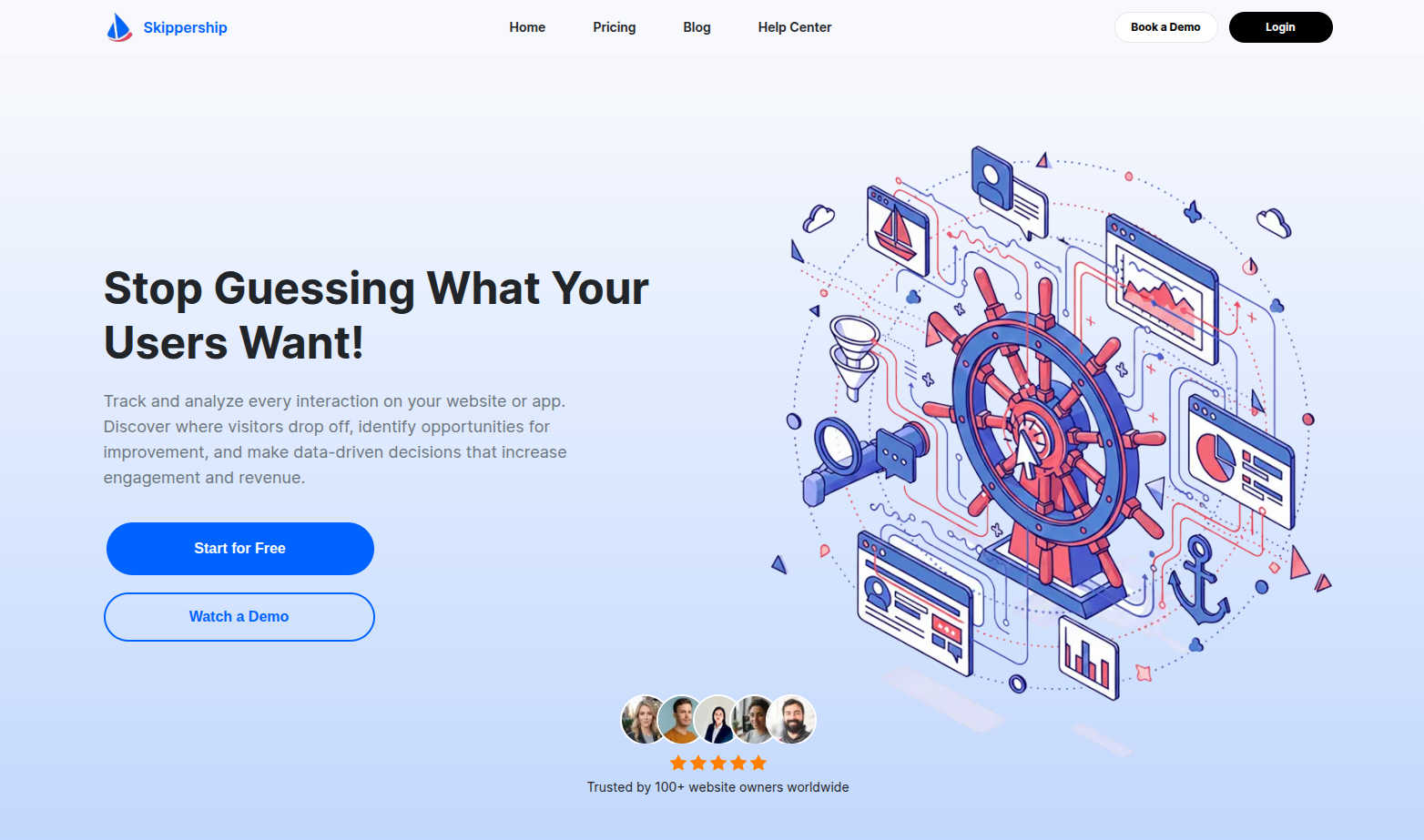 Skippership application interface and features