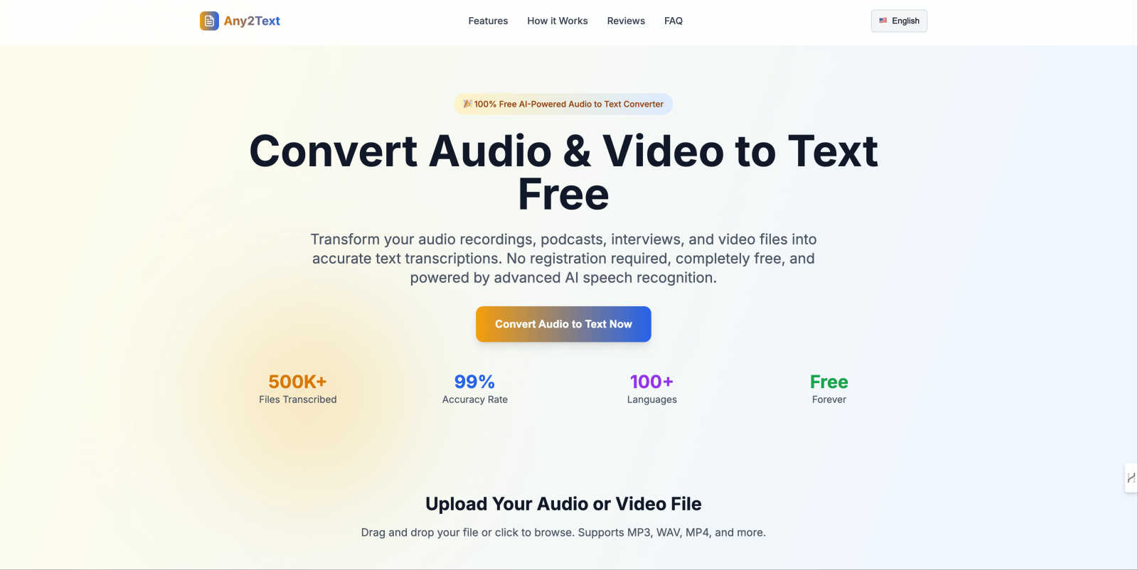 Any2Text application interface and features