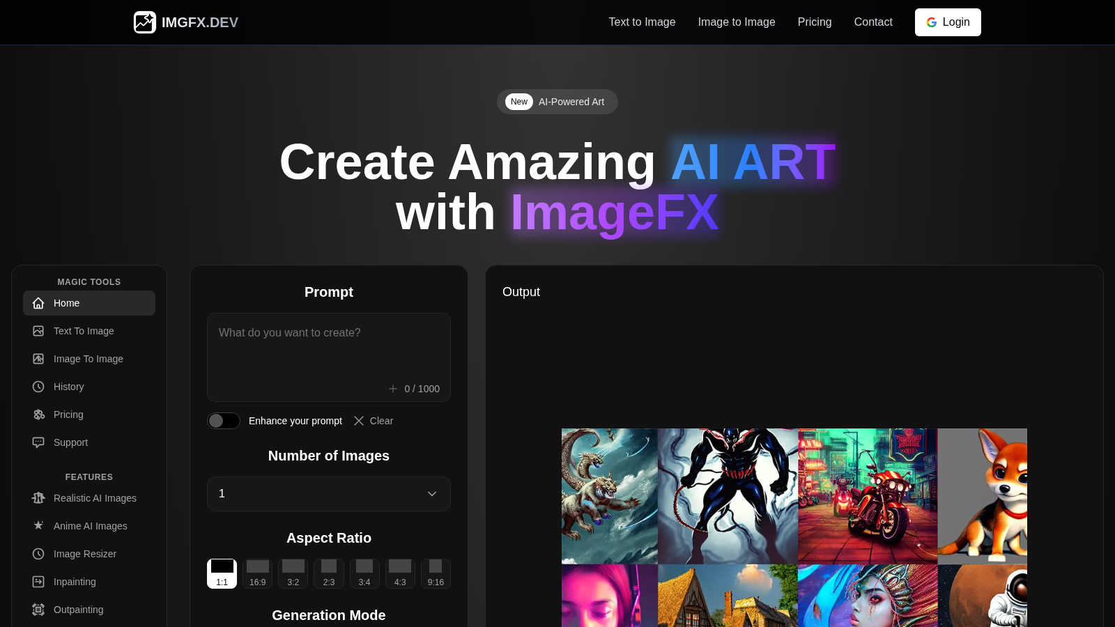 ImageFX application interface and features