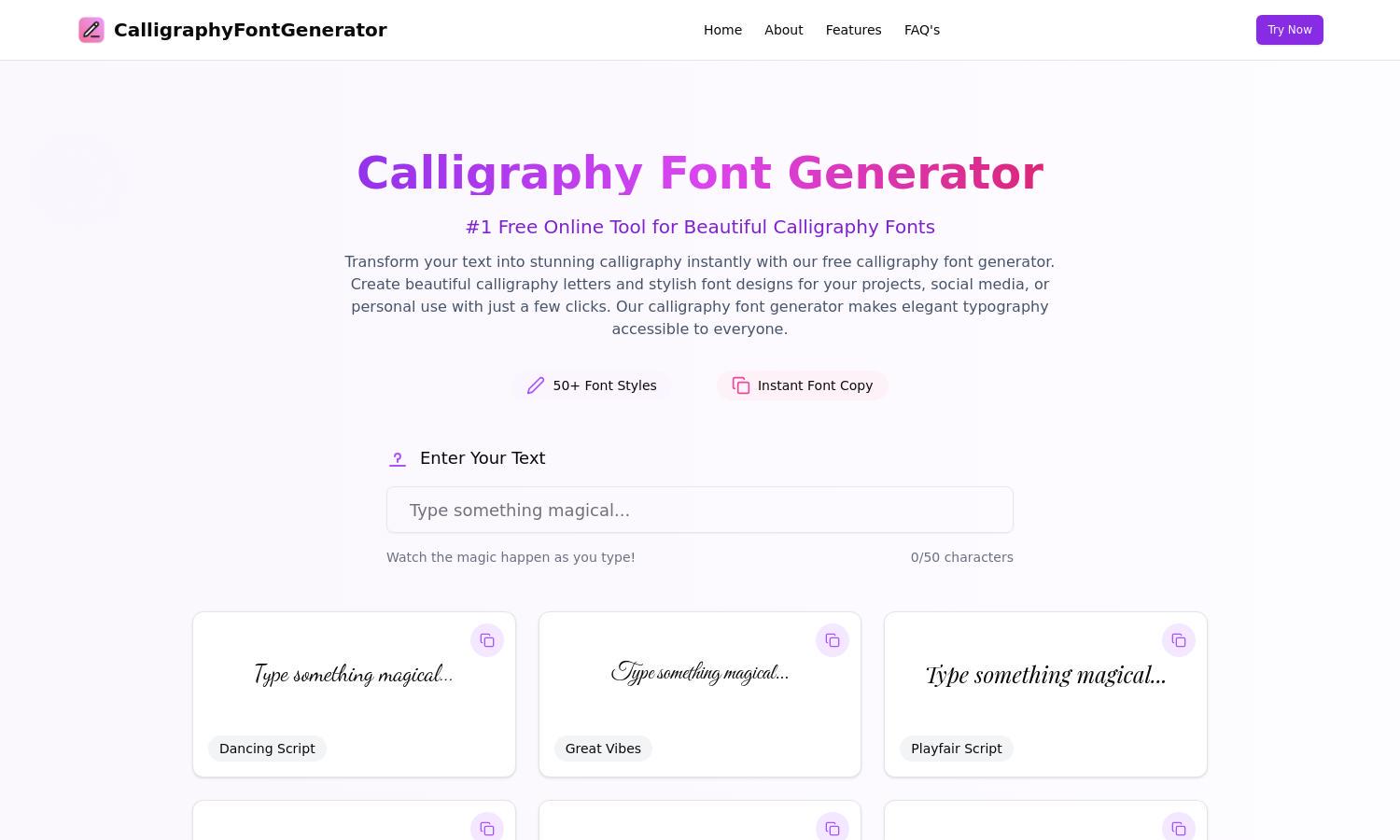Calligraphy Font Generator Website