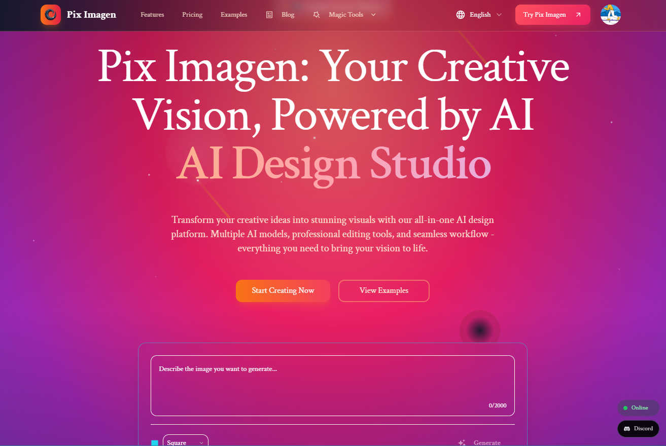 Pix Imagen application interface and features
