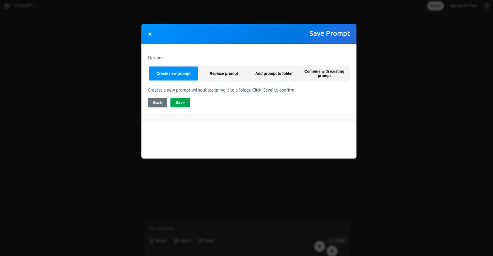 PromptIn application interface and features