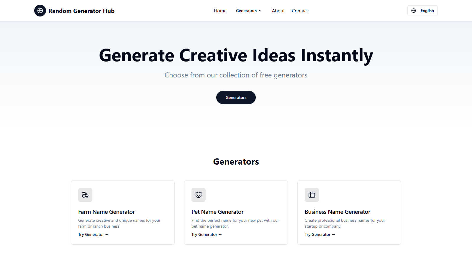 Random Generator Hub application interface and features