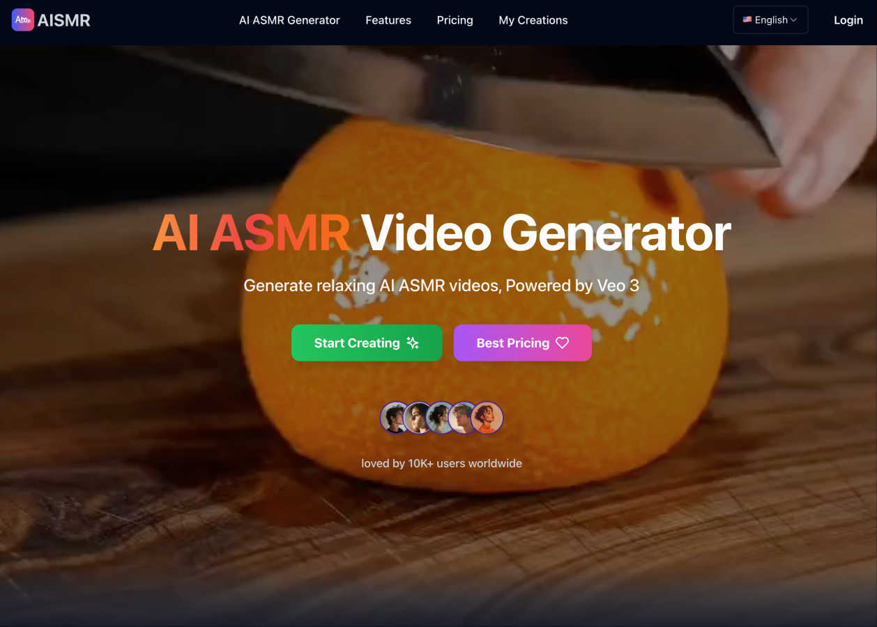 AI ASMR Video Generator application interface and features