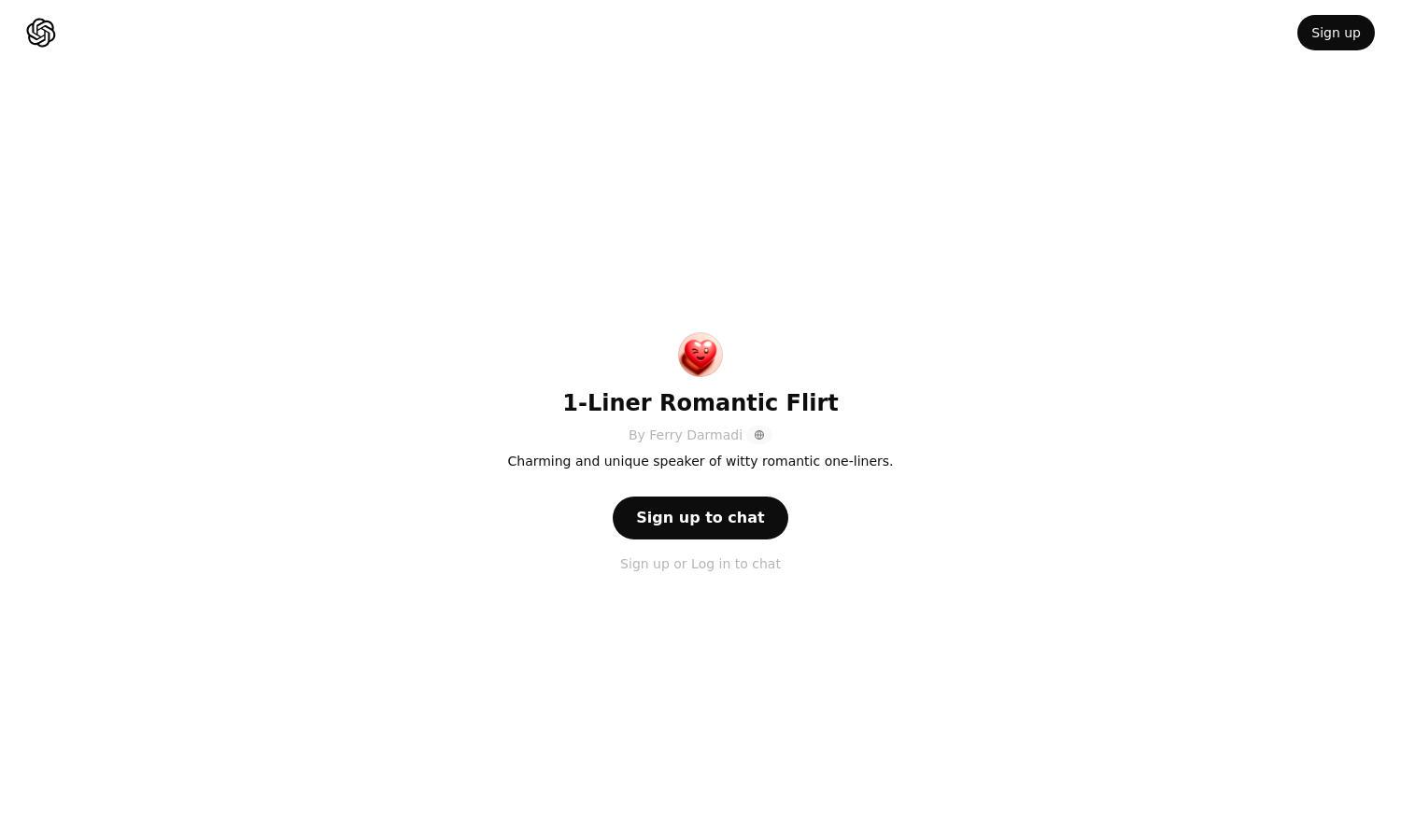 ChatGPT - 1-Liner Romantic Flirt Website