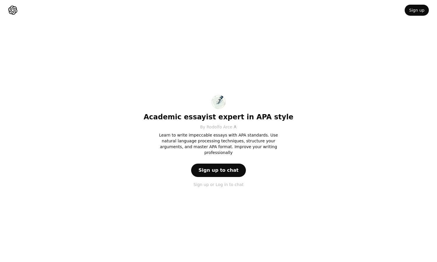 ChatGPT - Academic essayist expert in APA style Website