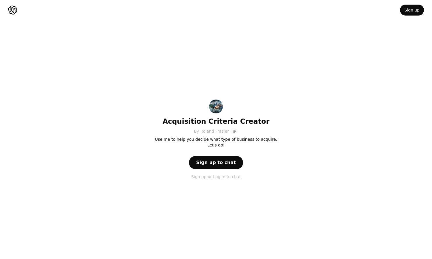 ChatGPT - Acquisition Criteria Creator Website