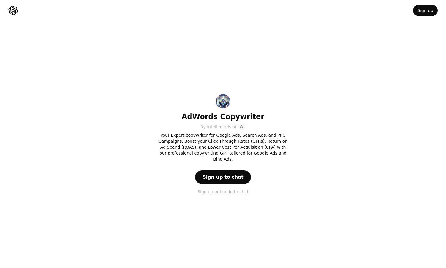 ChatGPT - AdWords Copywriter Website