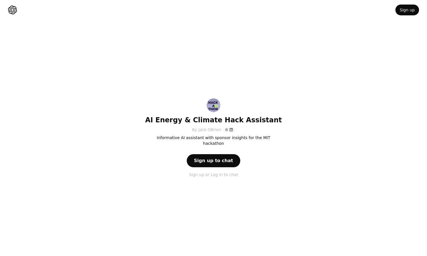 ChatGPT - AI Energy & Climate Hack Assistant Website