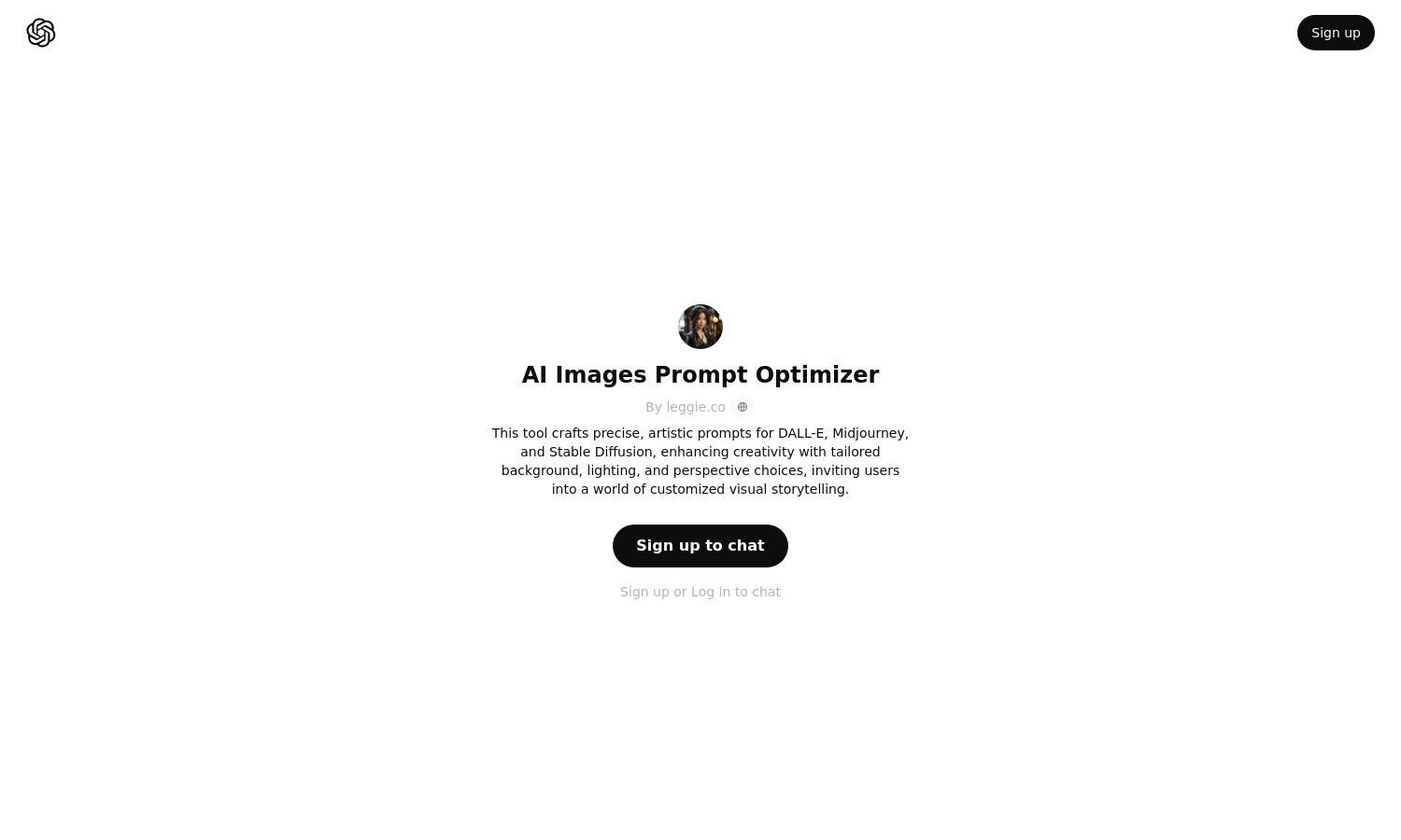 ChatGPT - AI Images Prompt Optimizer Website