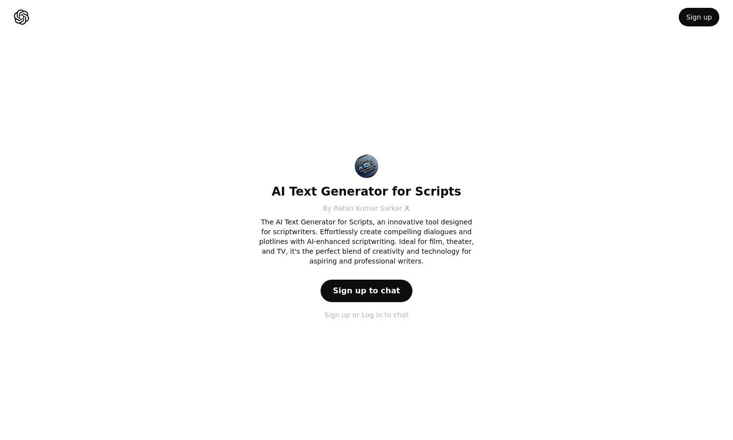 ChatGPT - AI Text Generator for Scripts Website