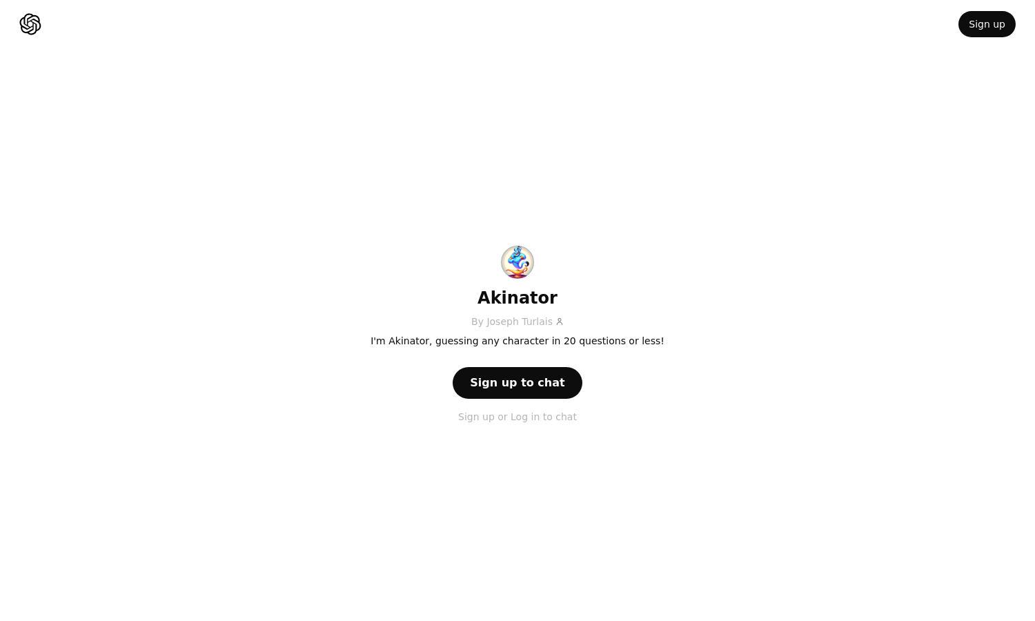 ChatGPT - Akinator Website