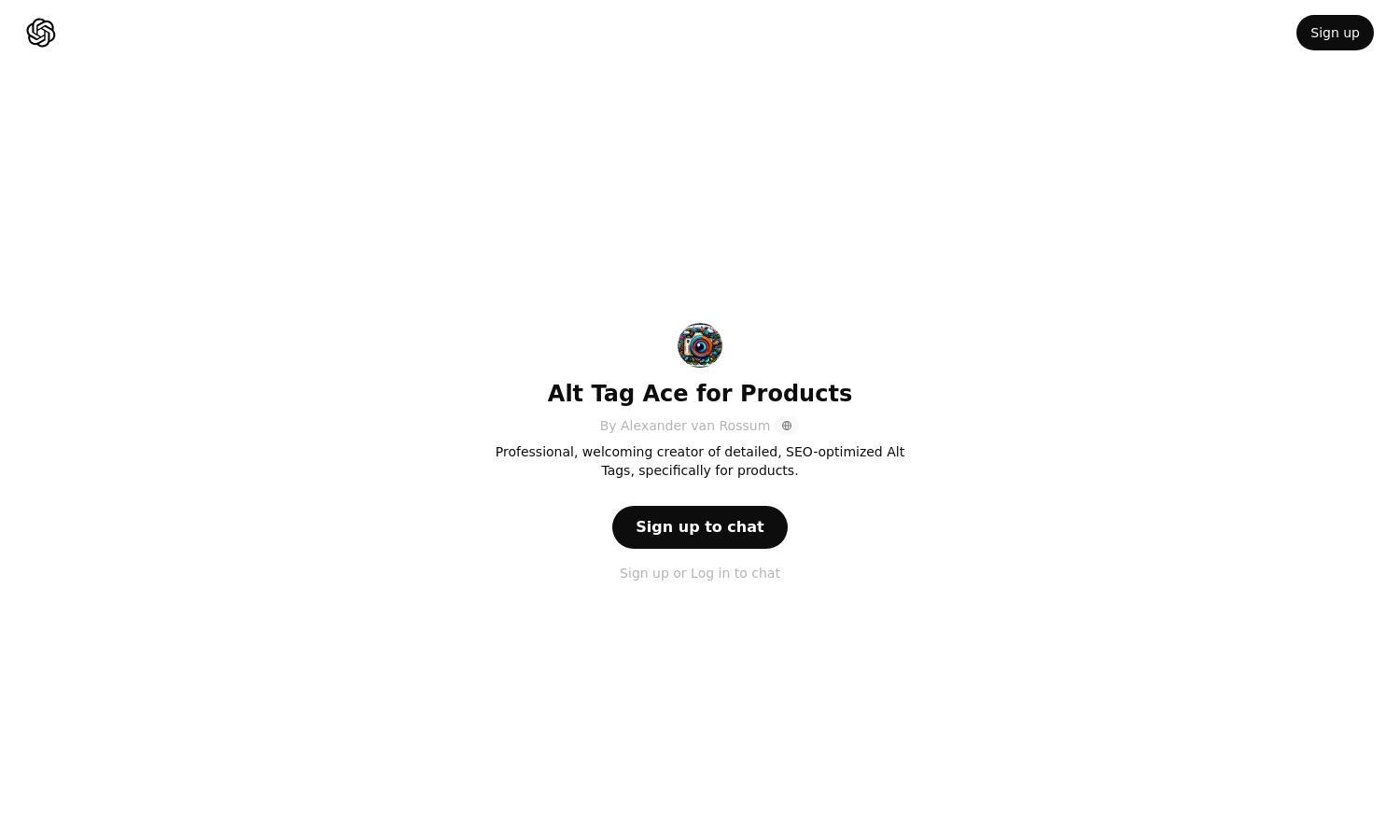 ChatGPT - Alt Tag Ace for Products Website