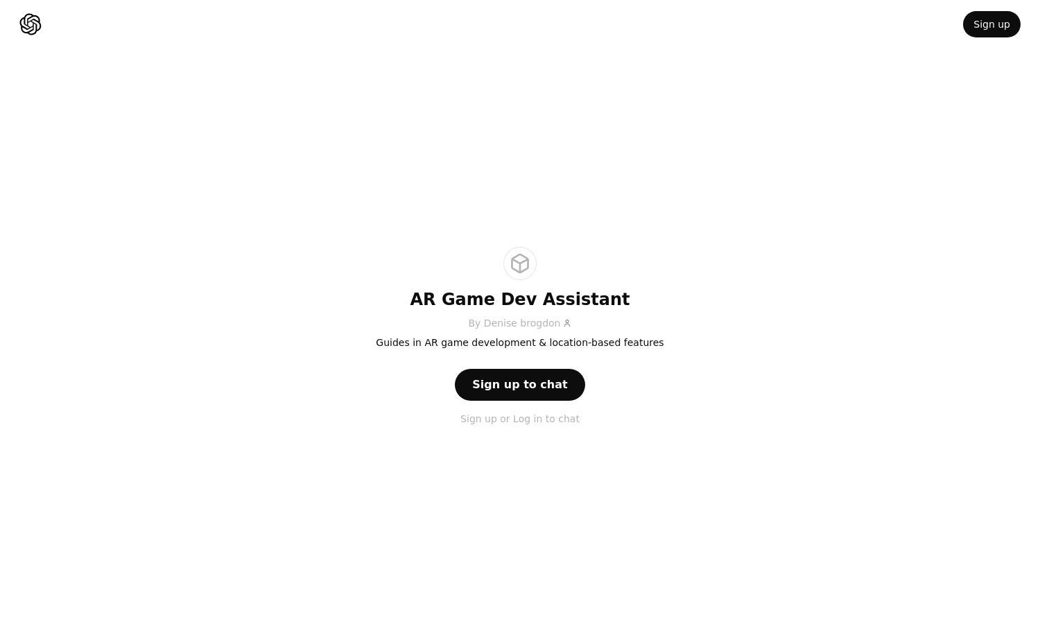 ChatGPT - AR Game Dev Assistant Website