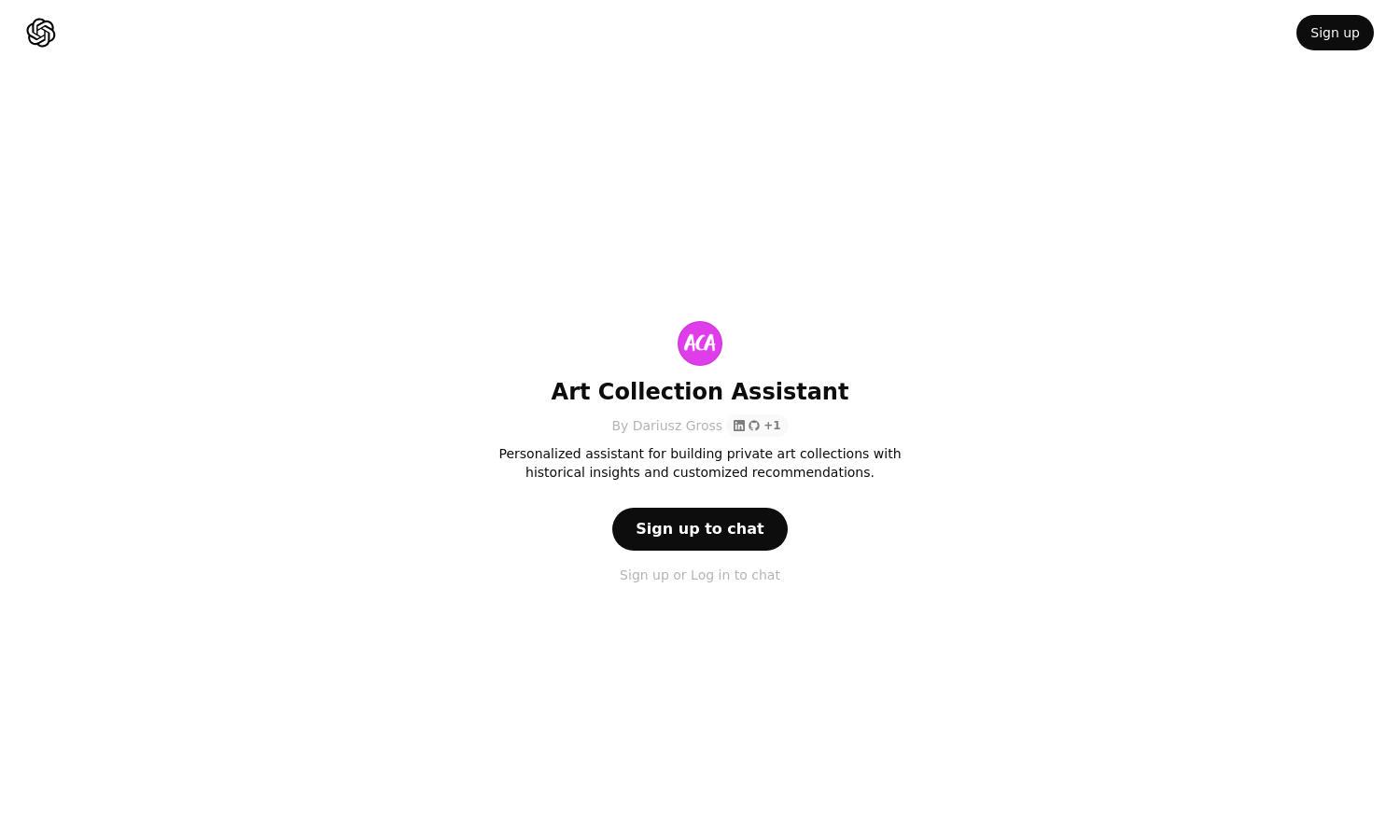 ChatGPT - Art Collection Assistant Website