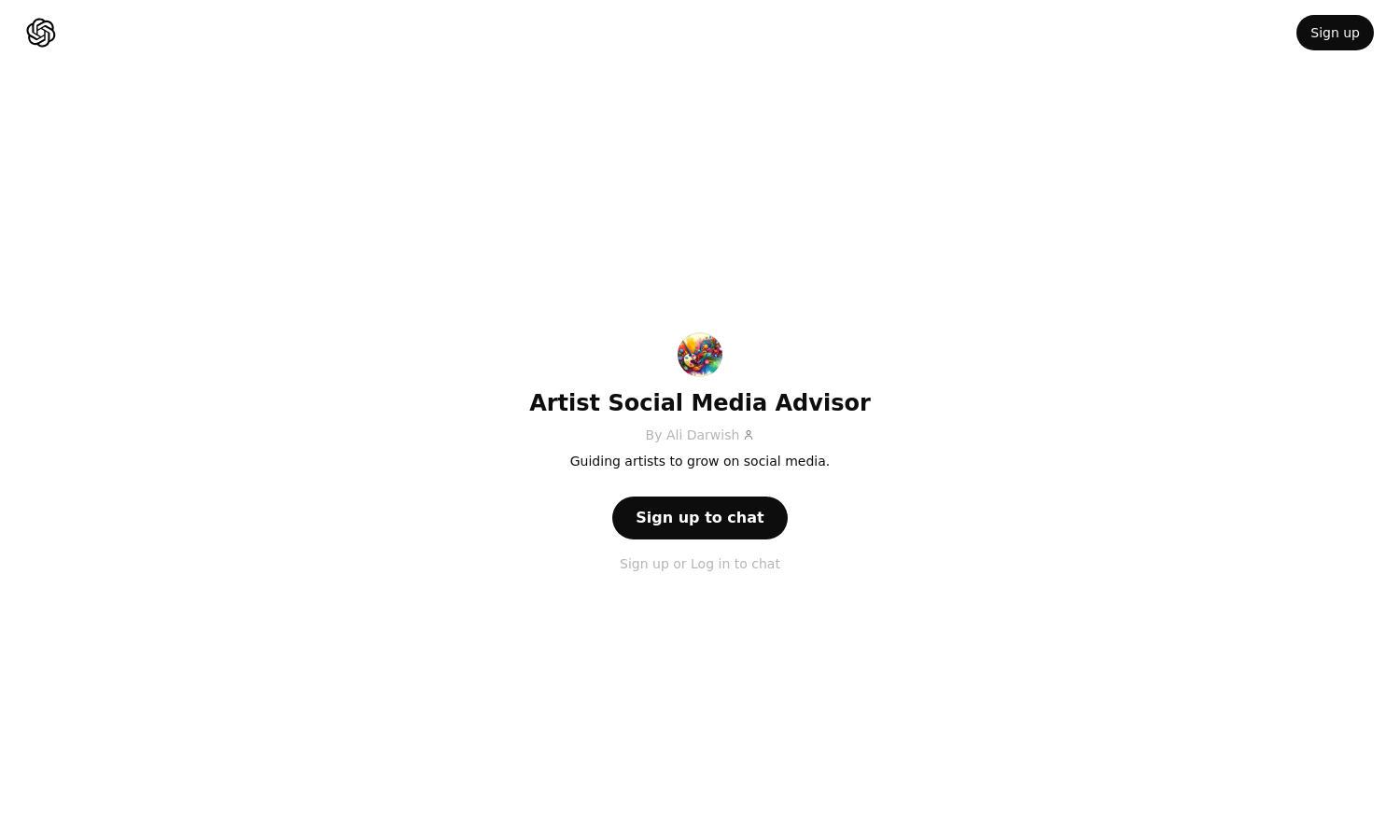 ChatGPT - Artist Social Media Advisor Website