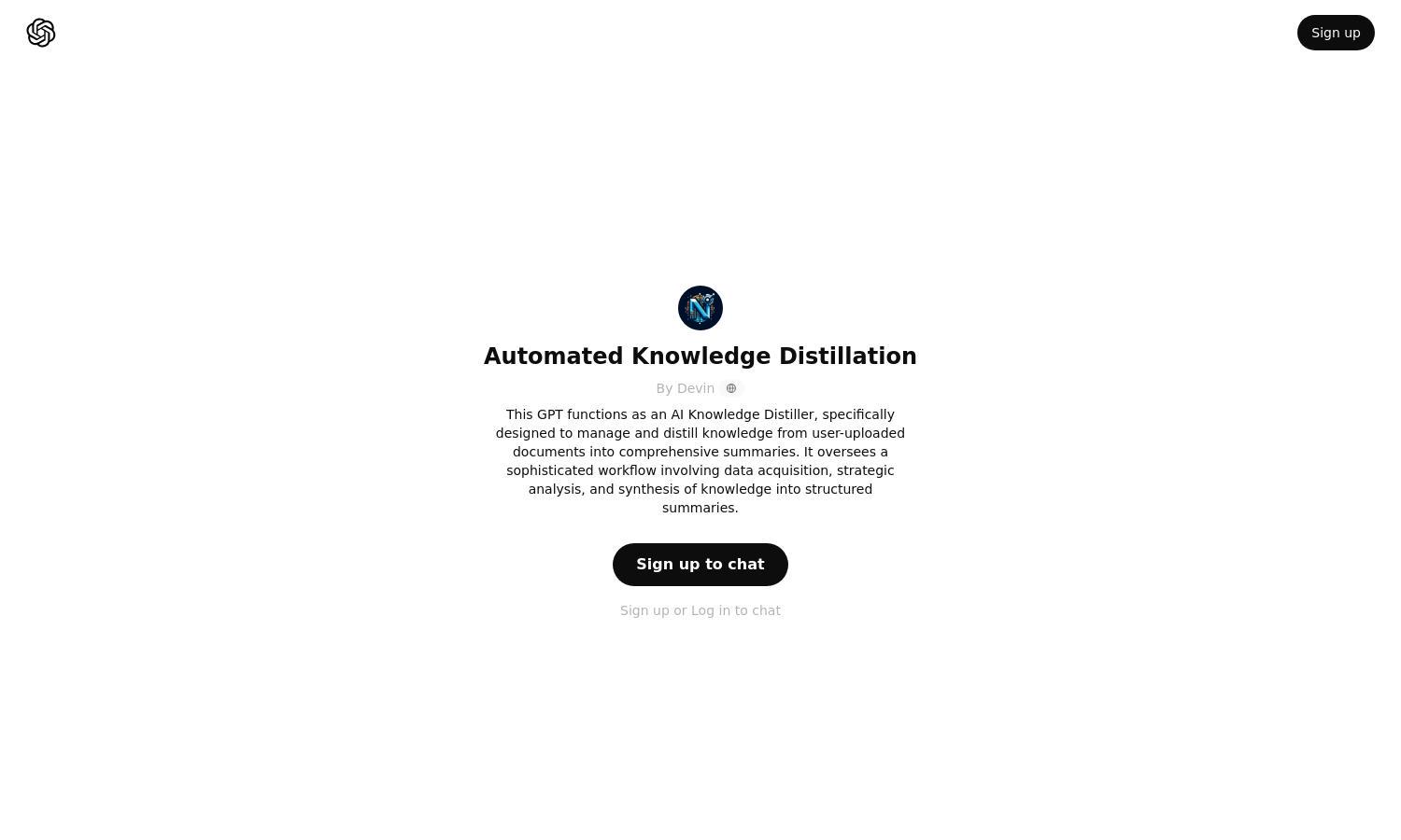 ChatGPT - Automated Knowledge Distillation Website