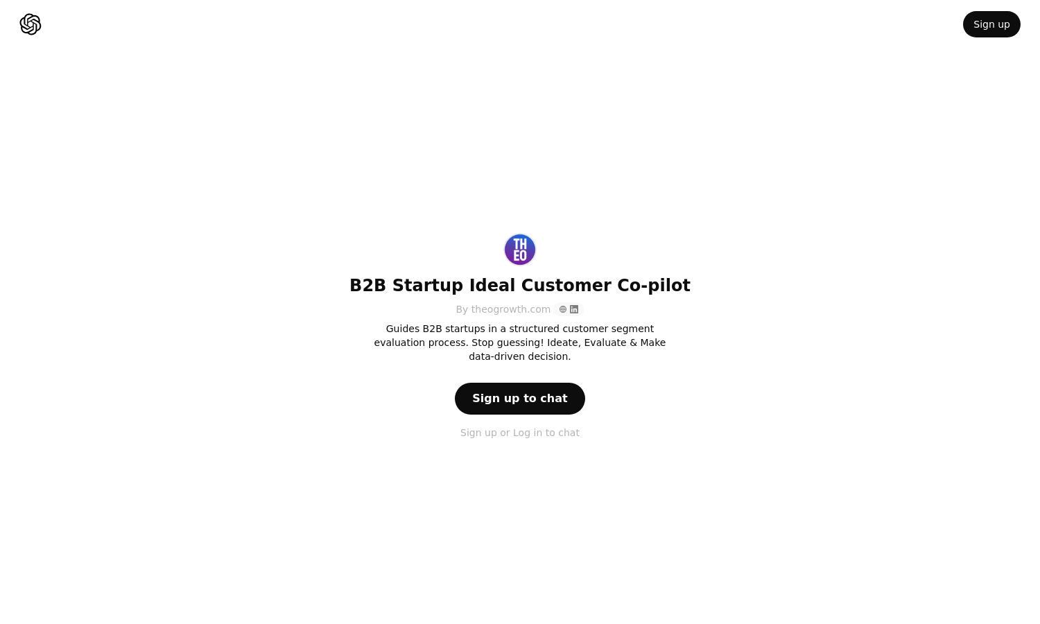 ChatGPT - B2B Startup Ideal Customer Co-pilot Website