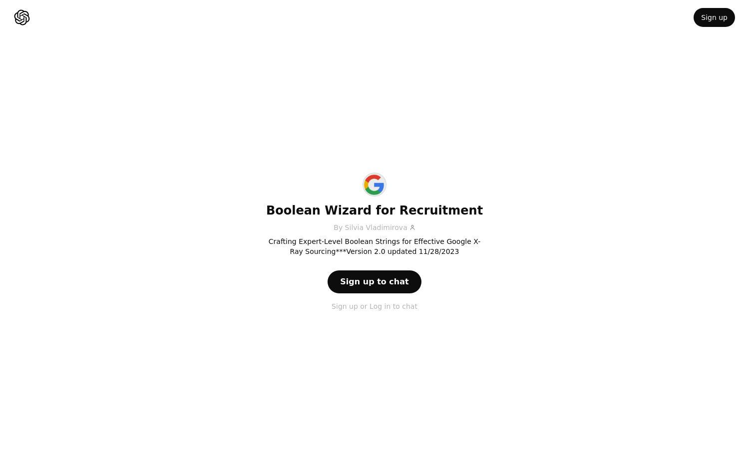 ChatGPT - Boolean Wizard for Recruitment Website