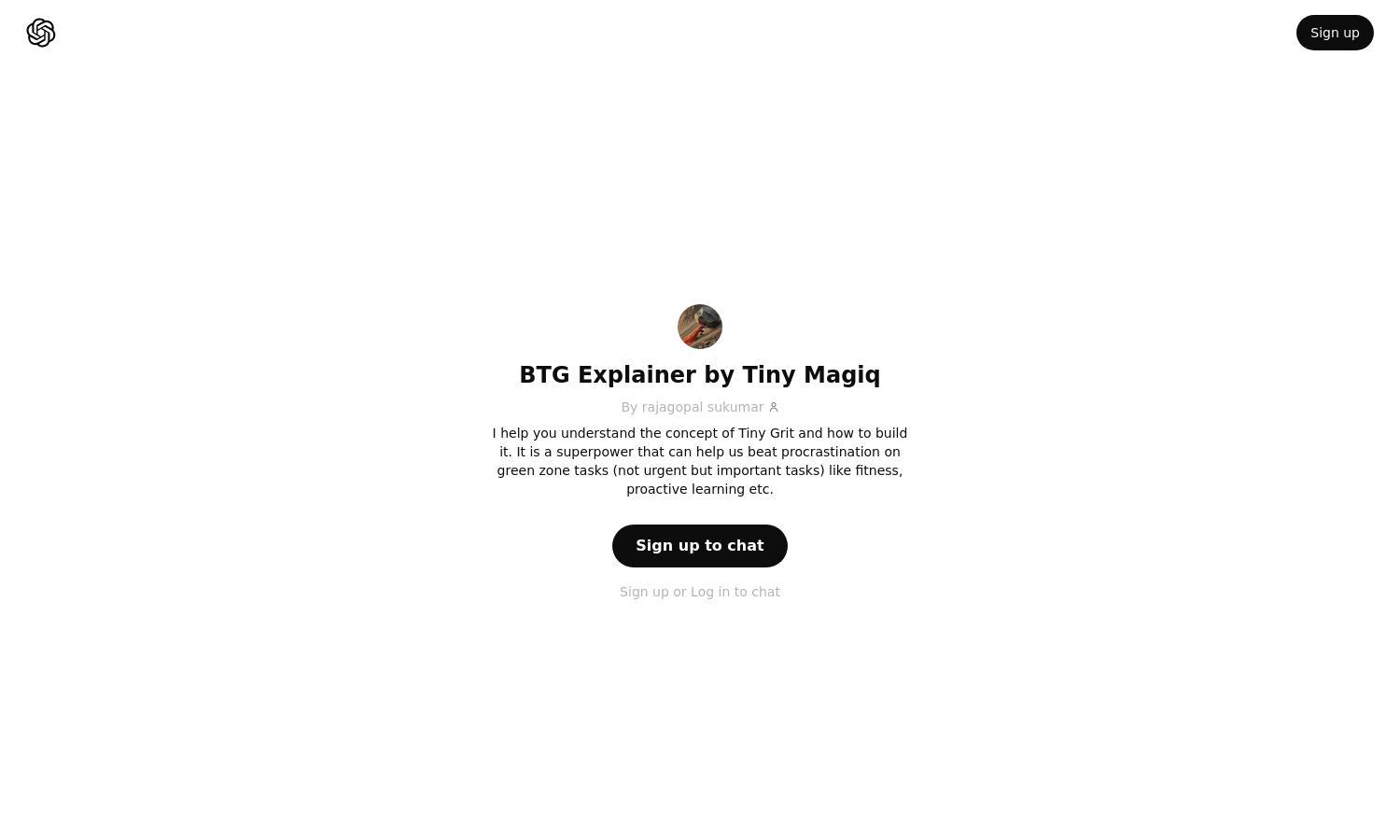 ChatGPT - BTG Explainer by Tiny Magiq Website