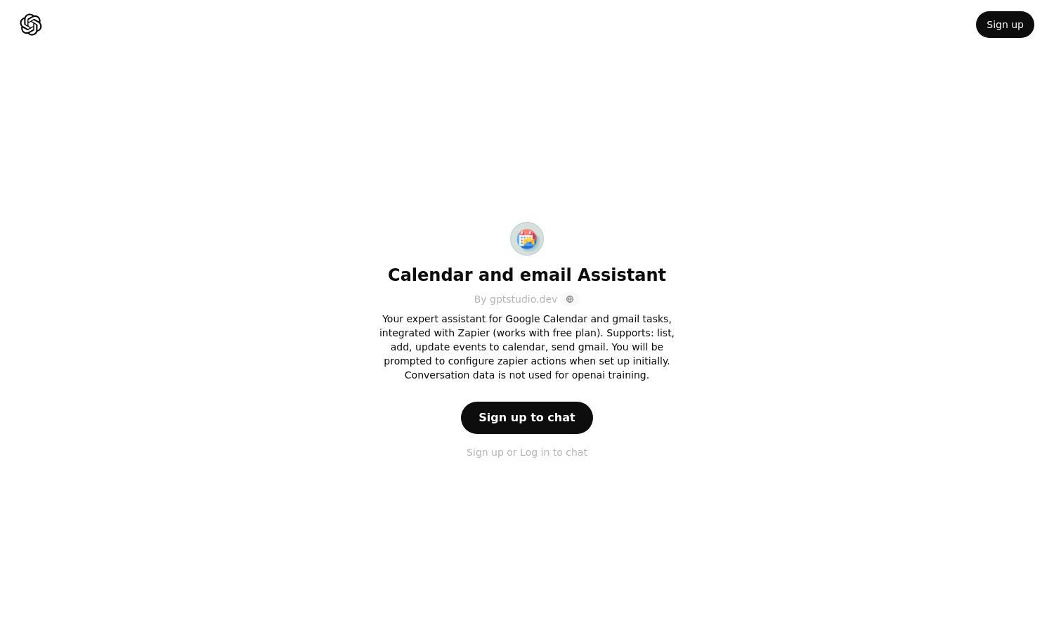 ChatGPT - Calendar and email Assistant Website