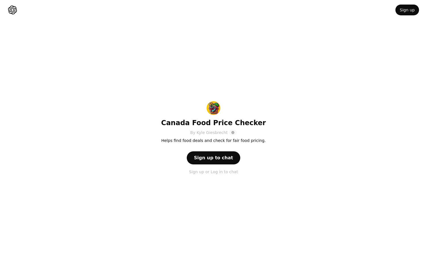 ChatGPT - Canada Food Price Checker Website