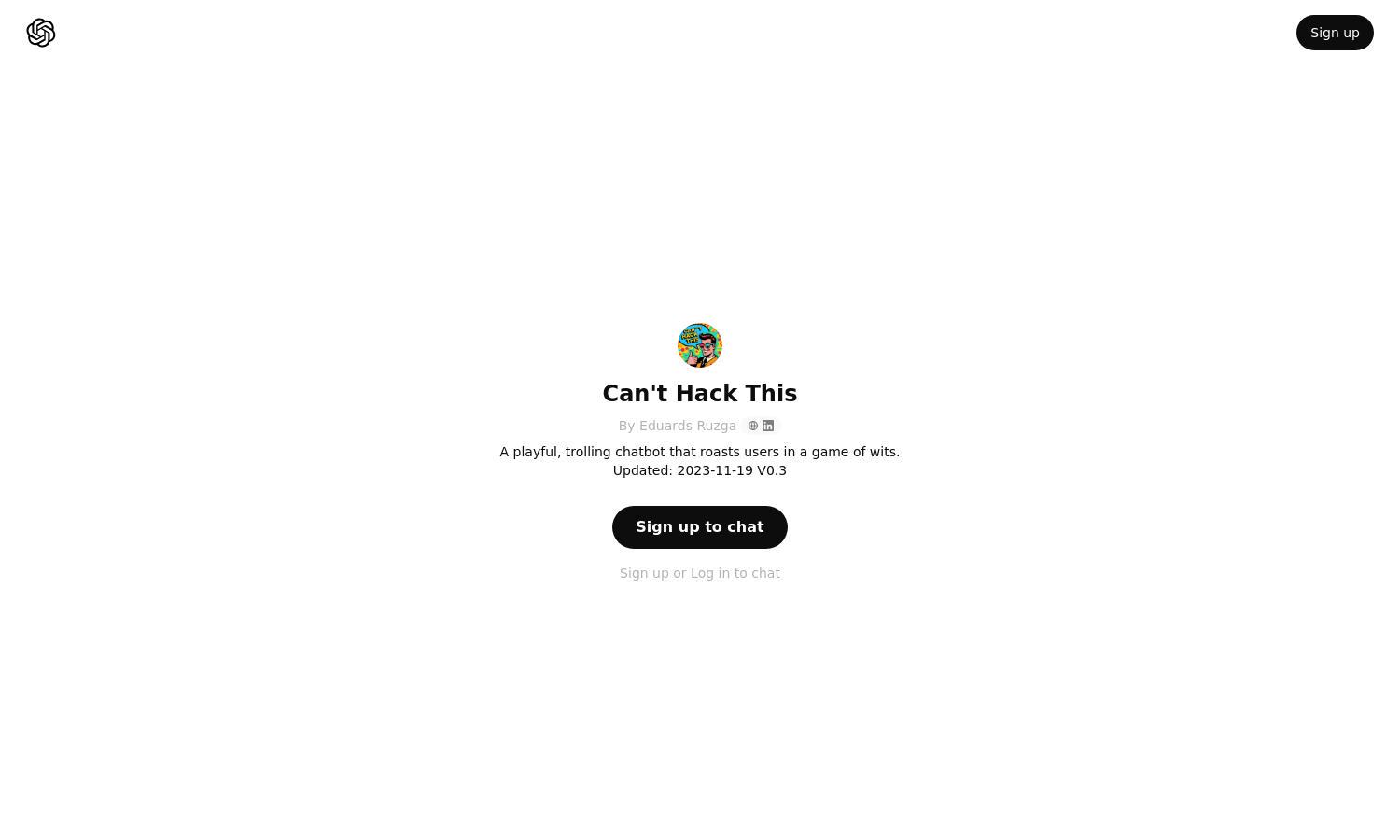 ChatGPT - Can't Hack This Website