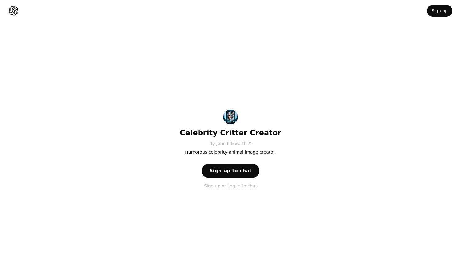 ChatGPT - Celebrity Critter Creator Website