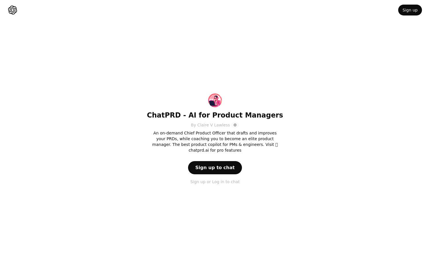 ChatGPT - ChatPRD - AI for Product Managers Website