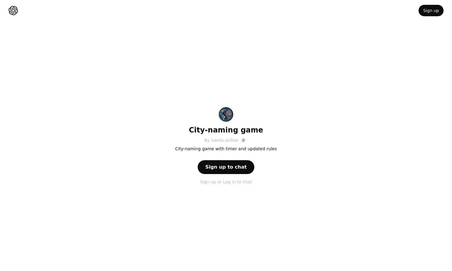 ChatGPT - City-naming game Website