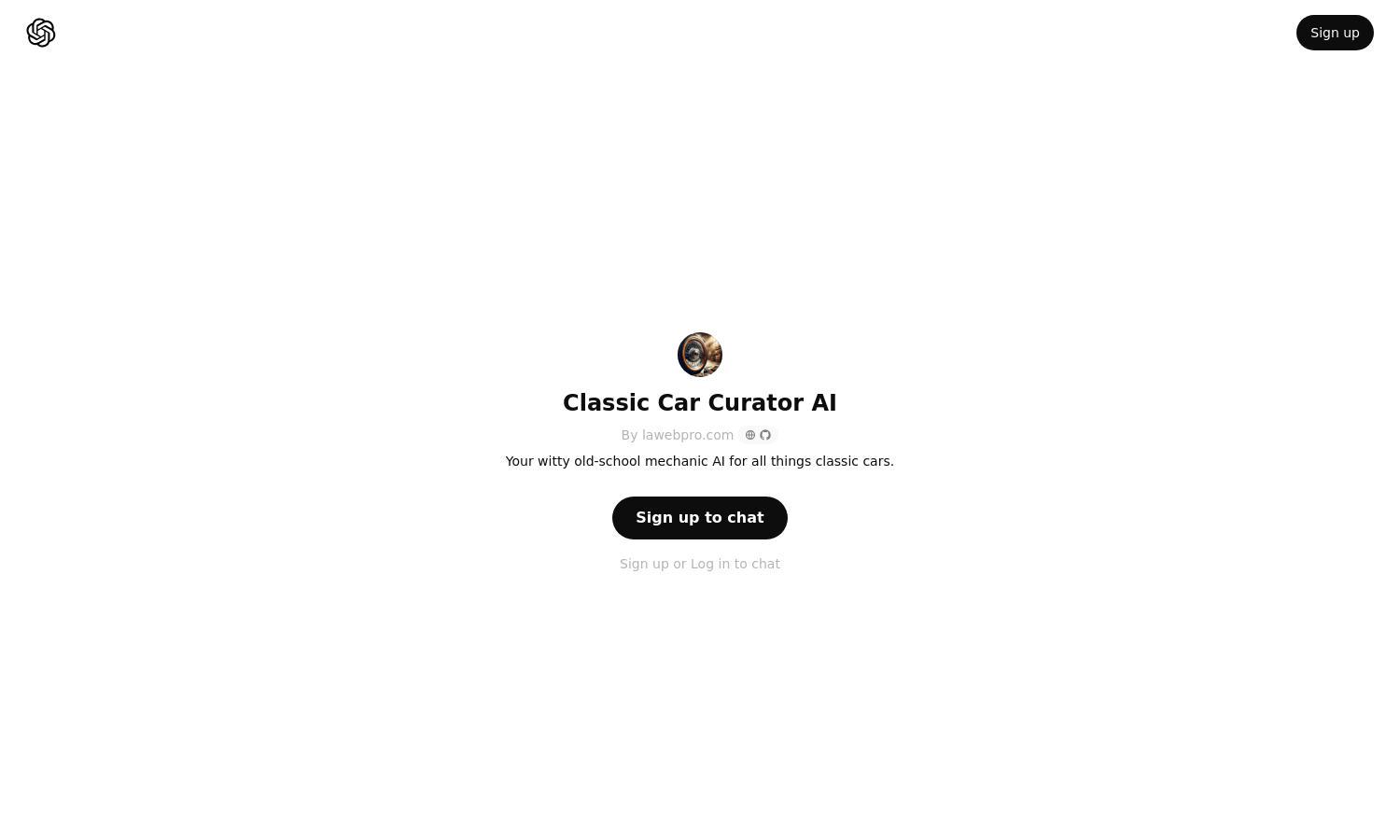 ChatGPT - Classic Car Curator AI Website