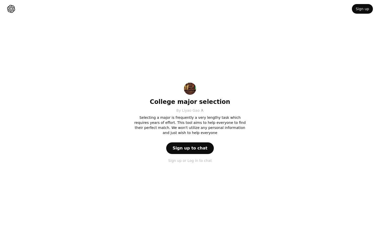 ChatGPT - College major selection Website