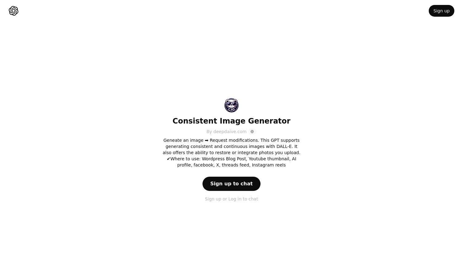 ChatGPT - Consistent Image Generator Website