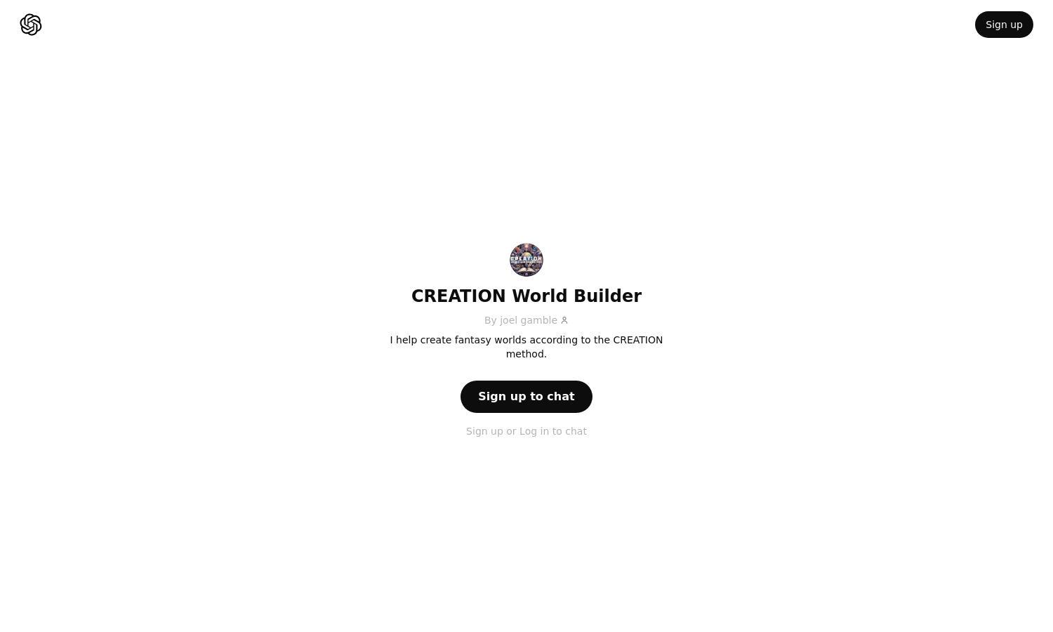 ChatGPT - CREATION World Builder Website