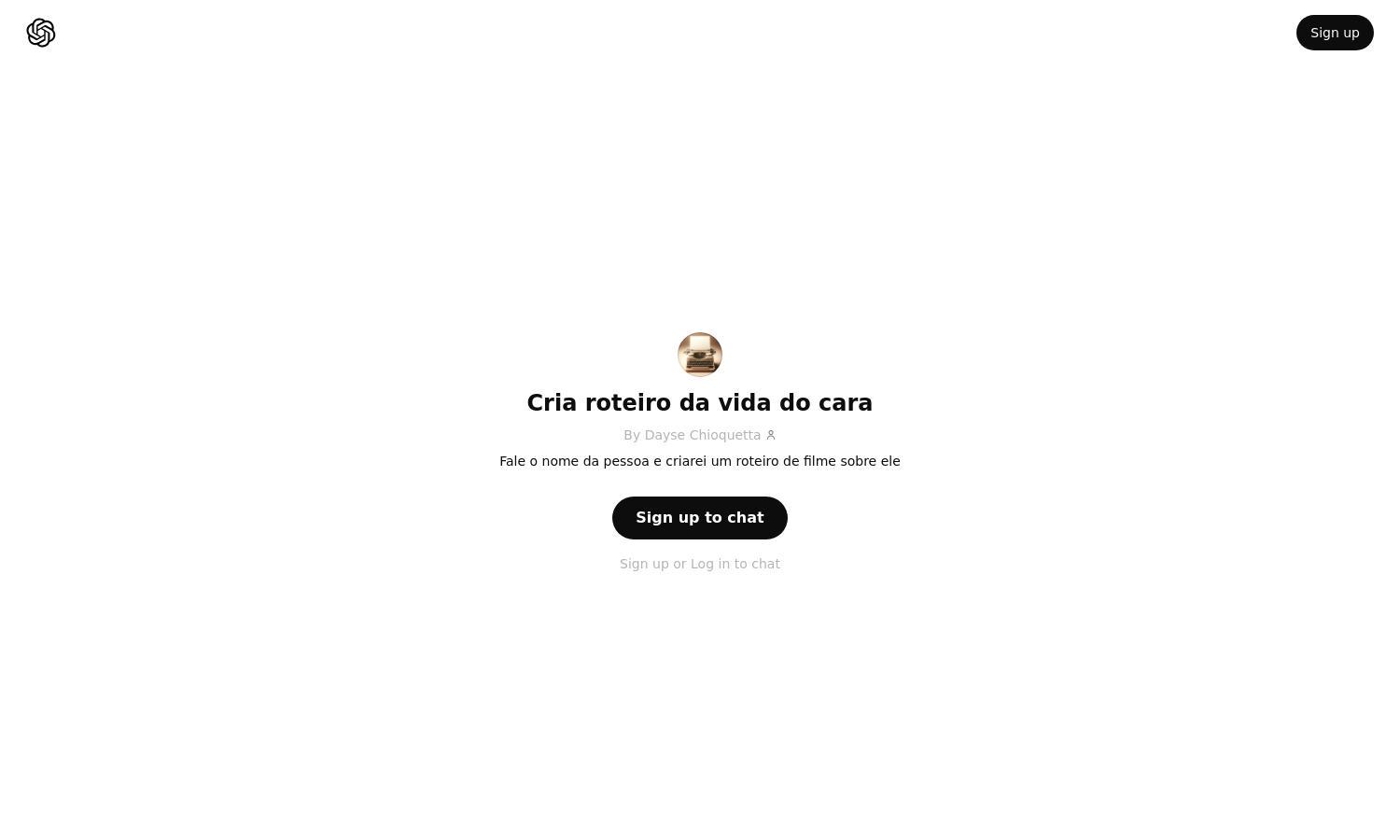 ChatGPT - Cria roteiro da vida do cara Website