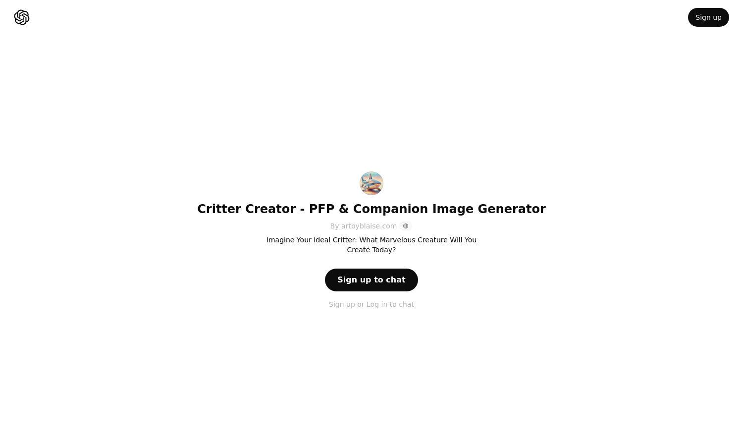 ChatGPT - Critter Creator - PFP & Companion Image Generator Website