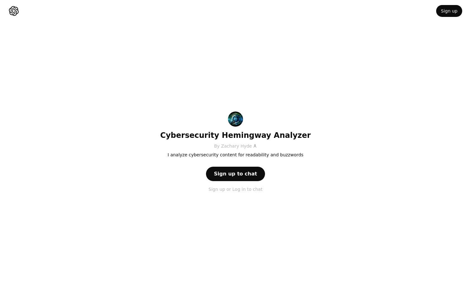 ChatGPT - Cybersecurity Hemingway Analyzer Website