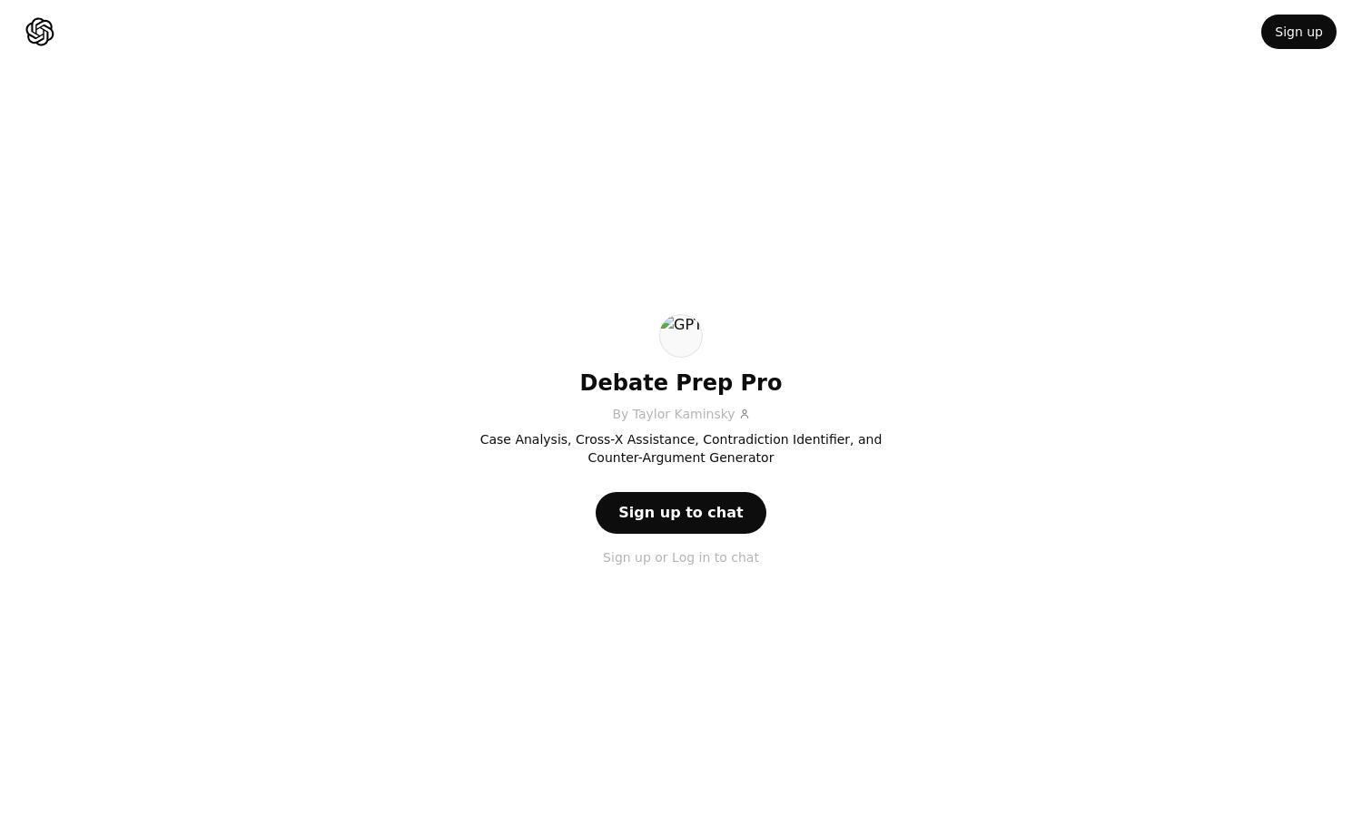 ChatGPT - Debate Prep Pro Website