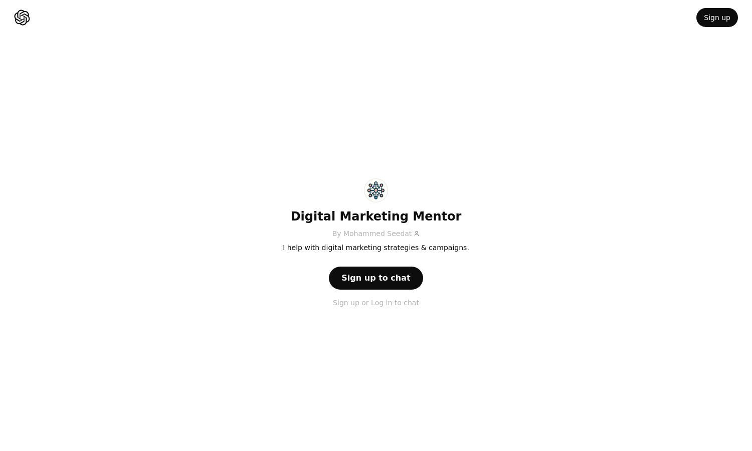 ChatGPT - Digital Marketing Mentor Website