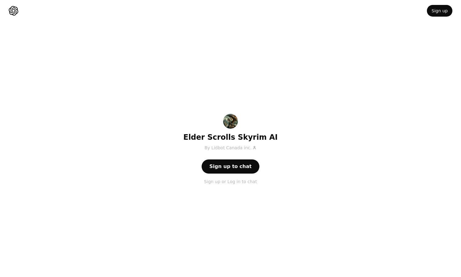 ChatGPT - Elder Scrolls Skyrim AI Website