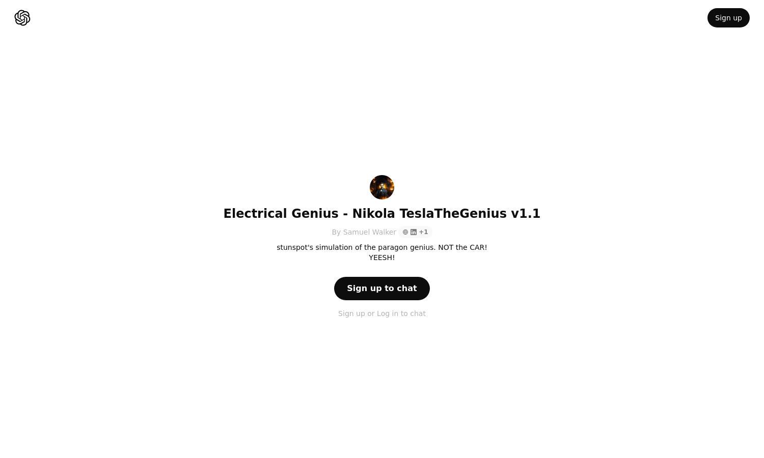 ChatGPT - Electrical Genius - Nikola TeslaTheGenius v1.1 Website