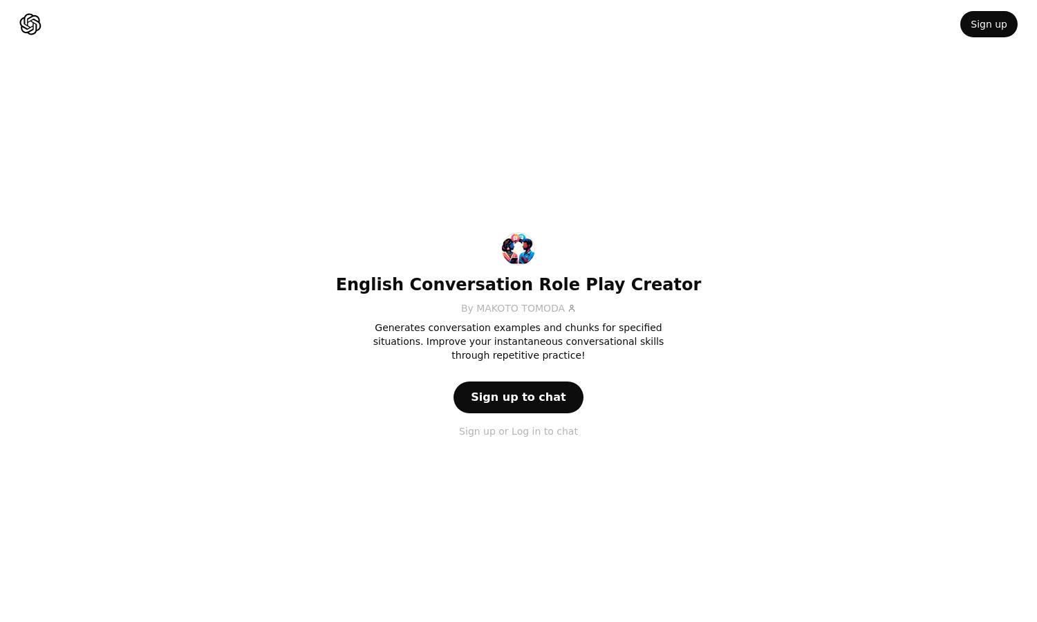 ChatGPT - English Conversation Role Play Creator Website