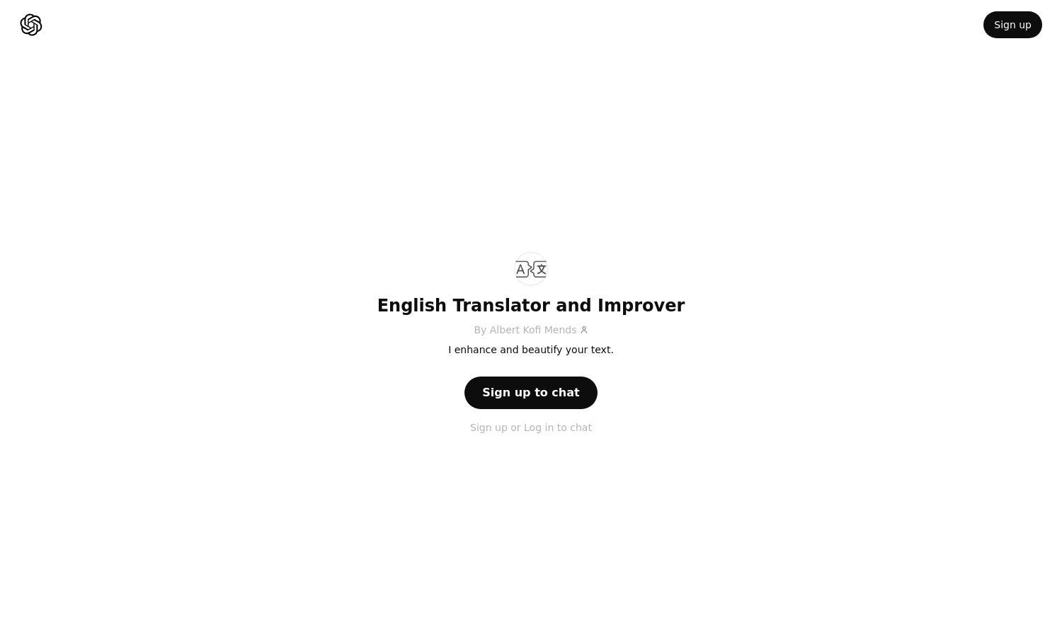 ChatGPT - English Translator and Improver Website