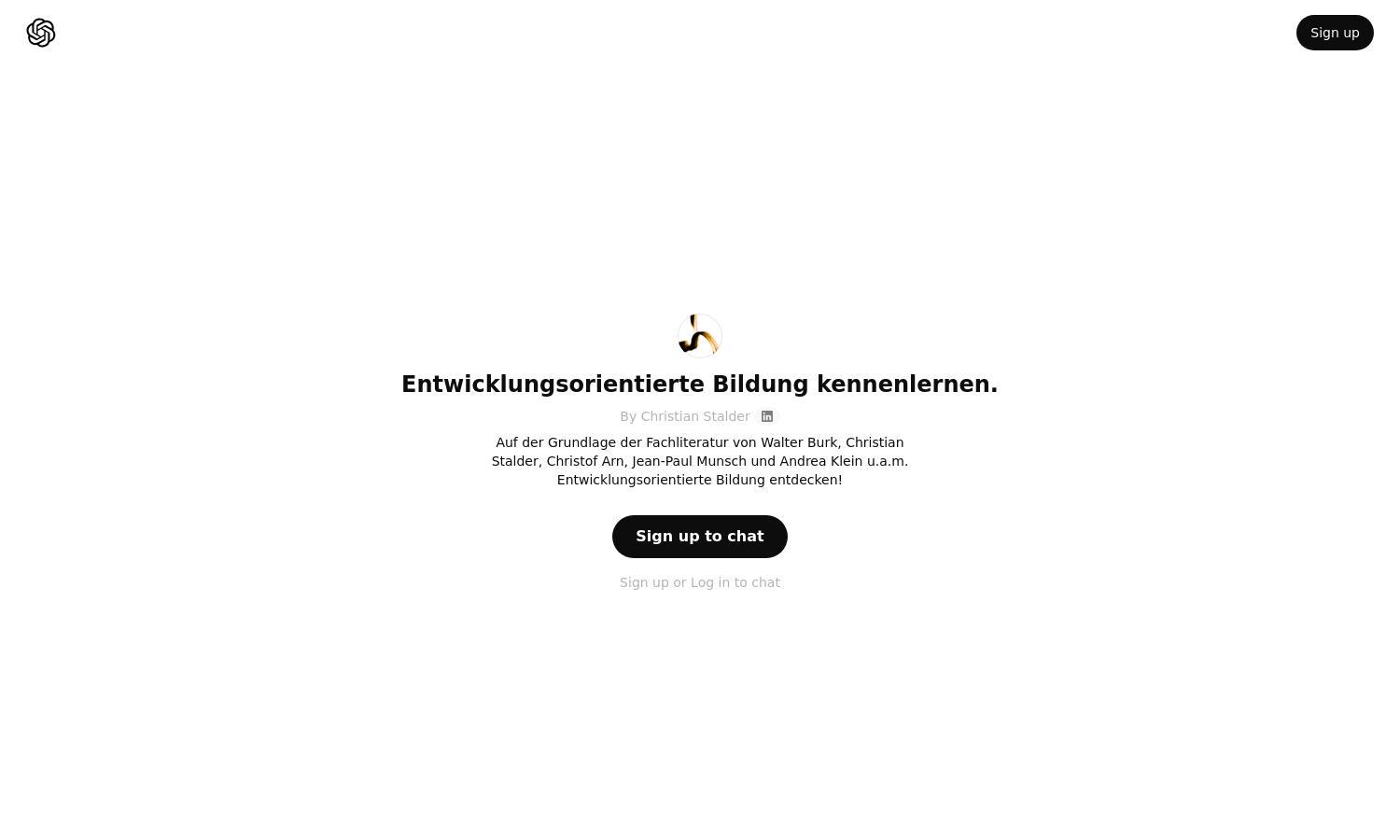 ChatGPT - Entwicklungsorientierte Bildung kennenlernen. Website