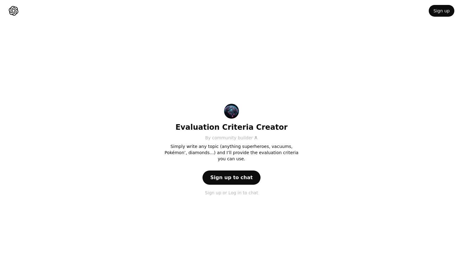 ChatGPT - Evaluation Criteria Creator Website