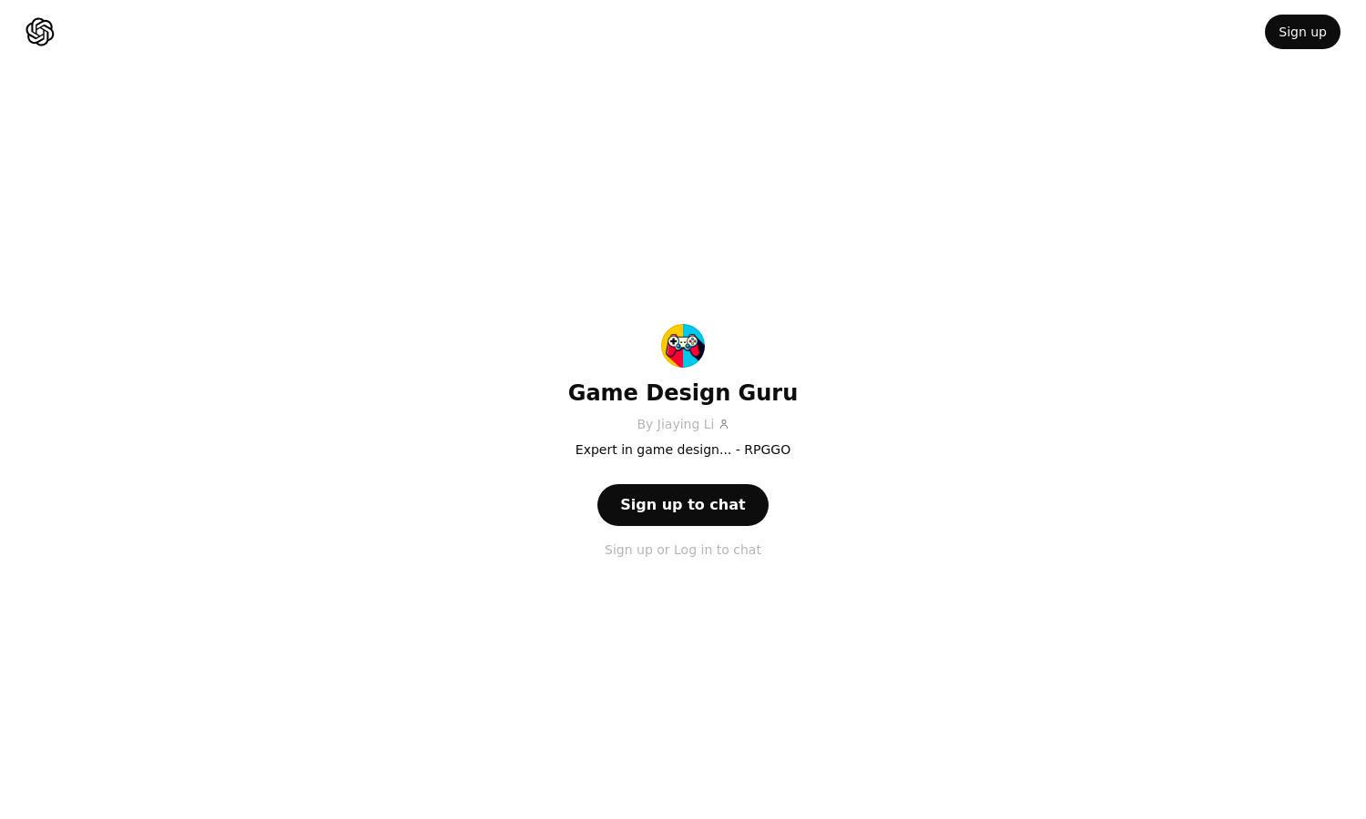 ChatGPT - Game Design Guru Website