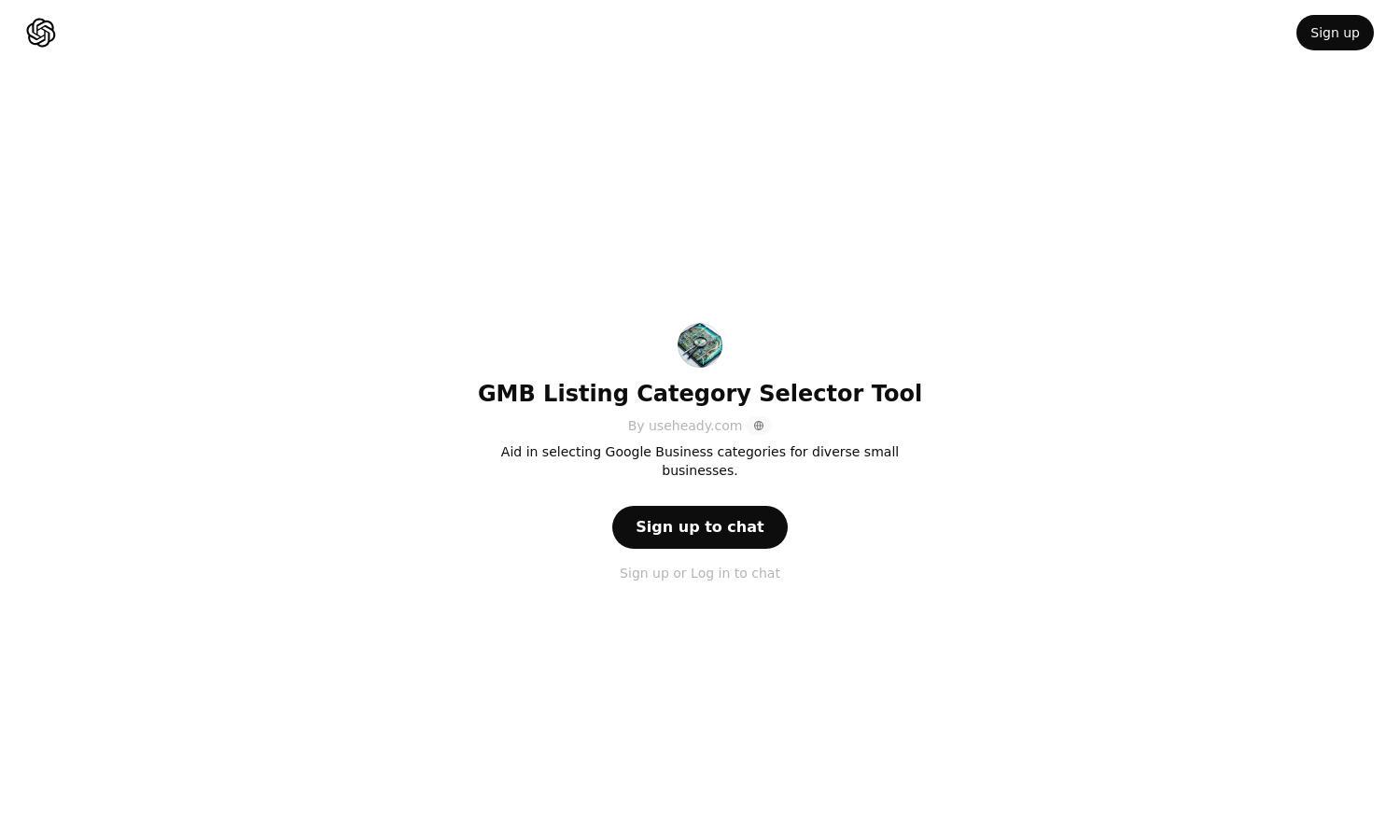 ChatGPT - GMB Listing Category Selector Tool Website