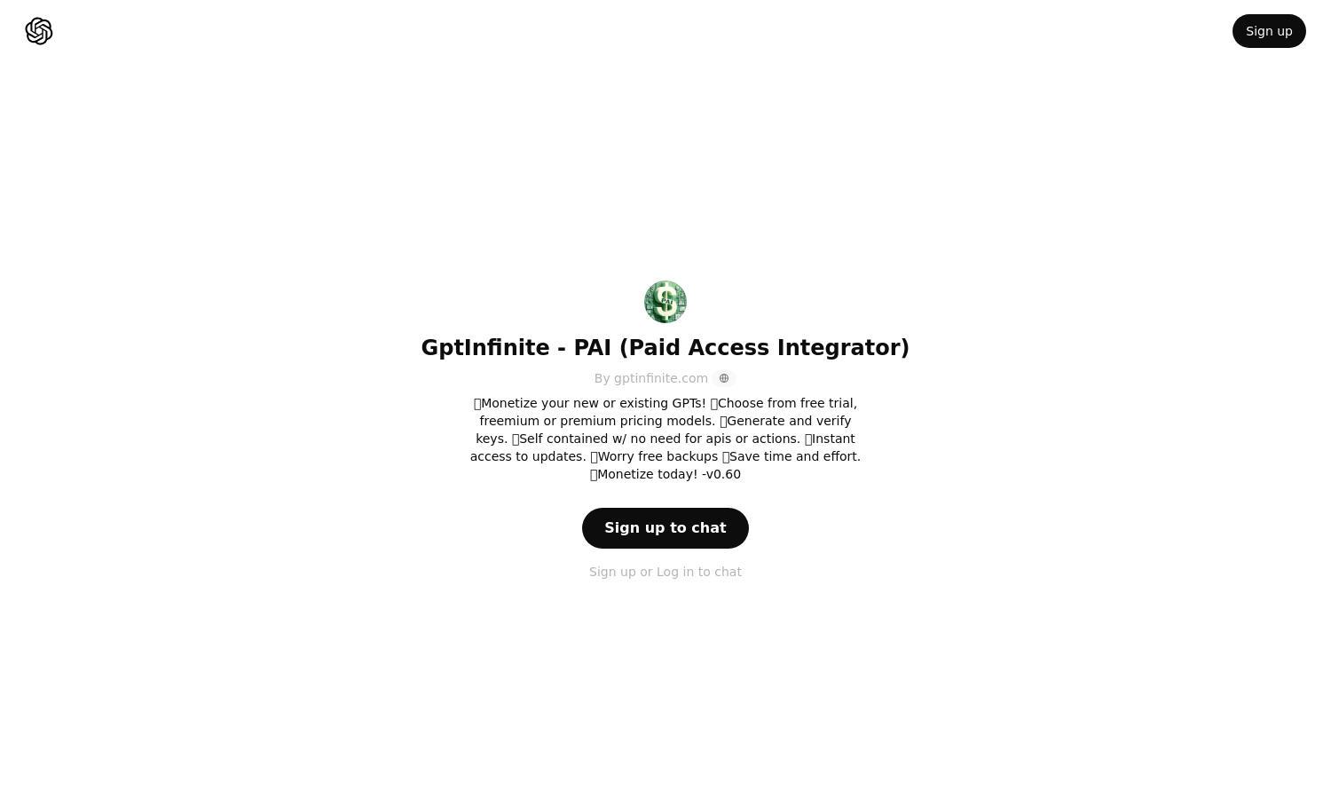 ChatGPT - GptInfinite - PAI (Paid Access Integrator) Website